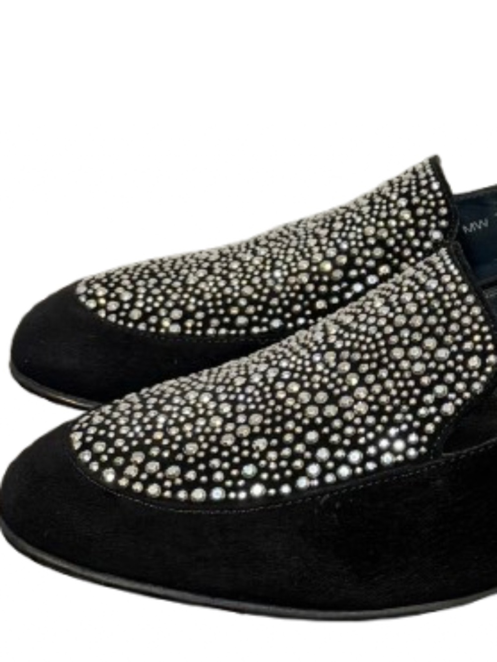 Women's Size 9.5 Stuart Weitzman Black Suede Studded Loafer - Made in Spain